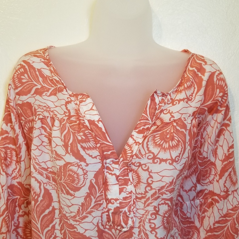 Loft Coral Floral over blouse size Large